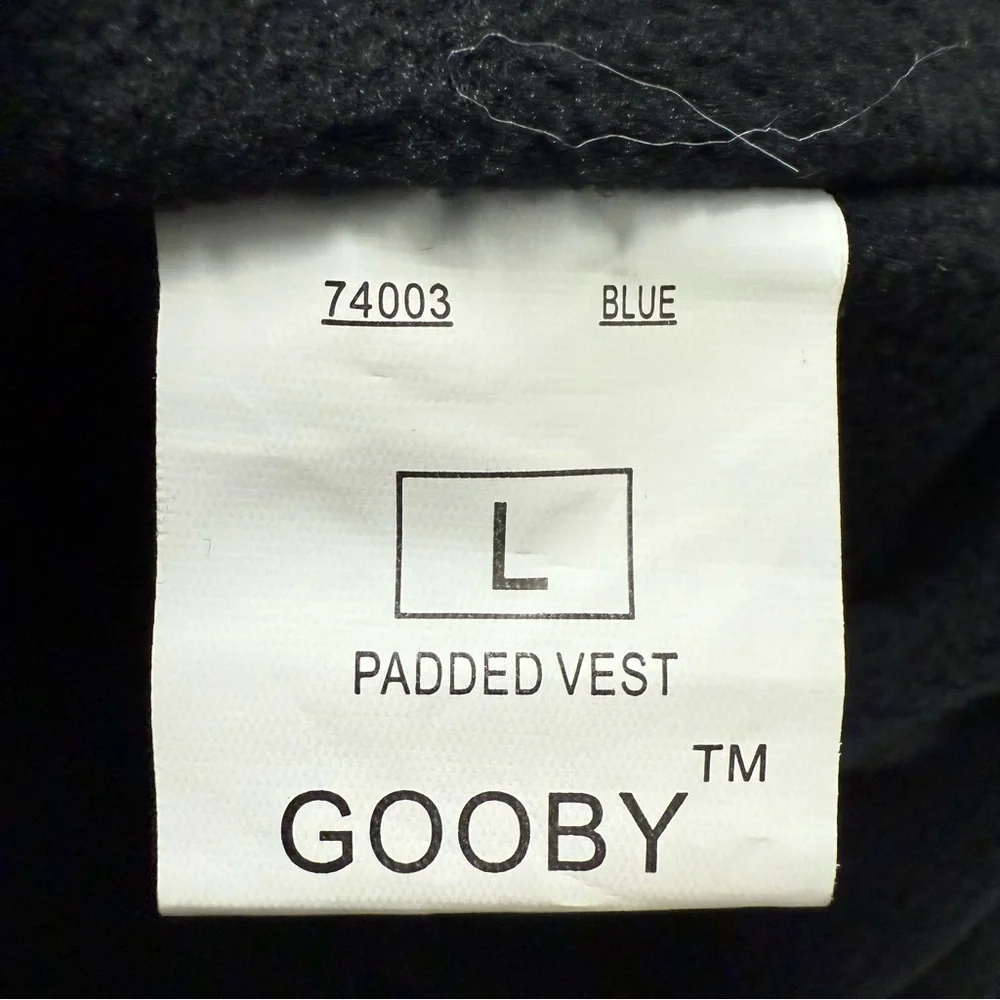 NWT Gooby Padded Vest Dog Jacket, Black & Blue | Size Large